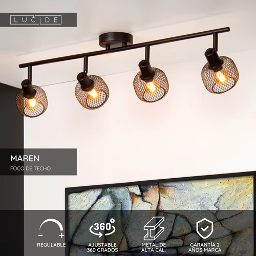 Lucide MAREN - Foco de techo - 4xE14 - Negro - USP